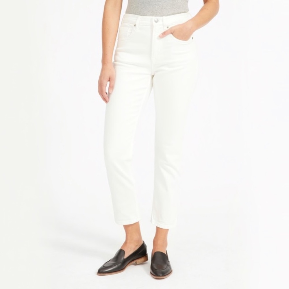 High Rise Straight Jean 24 Ankle in white/bone